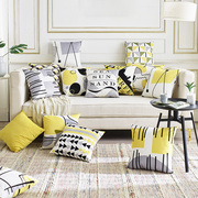北欧黄色沙发抱枕靠垫客厅现代简约家用天鹅绒布汽车靠背垫靠枕套