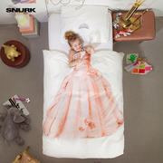 snurk床品套件纯棉公主粉全棉，儿童床上用品三件套女卡通被罩被套