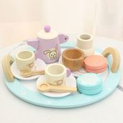 木制过家家小兔茶具仿真下午茶咖啡机，茶壶餐具厨房，宝宝玩具切切乐