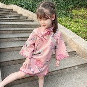女童旗袍春秋改良洋气中小童，中国风文艺，连衣裙宝宝唐装儿童礼服