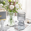 轻奢小众简约烛台创意玻璃花瓶，透明水培鲜花客厅，餐桌插花装饰摆件