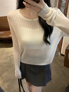 实价夏季韩版宽松镂空薄款系带6羊毛罩衫，防晒长袖针织上衣女