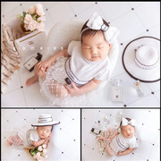 婴儿拍摄主题名媛风新生儿拍照衣服儿童摄影服装满月宝宝道具帽子
