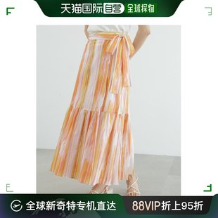 日本直邮JILLSTUART 女士鲜艳多彩条纹印花裙 夏季透气舒适 腰带