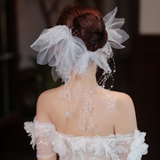 新娘头饰2022高级森系头花对夹超仙美结婚礼服婚纱白纱发饰品
