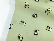 绿豆糕底小熊猫卡通，数码印花棉布diy手工儿童，连衣裙单肩包发带