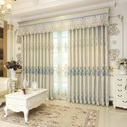 欧式窗帘遮光现代北欧简约卧室客厅绣花布料窗纱，成品高档奢华大气