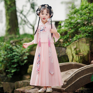 汉服女童夏装中国风薄款古装超仙汉族服饰儿童假两件连衣裙演出