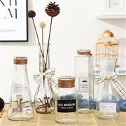 ins小清新创意透明花瓶插花客厅玻璃摆件装饰品水培简约干花花器
