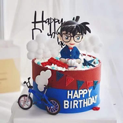 名侦探柯南蛋糕装饰摆件，自行车卡通摇头公仔，玩偶儿童生日烘焙插件