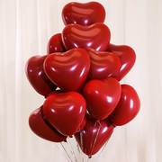 10寸爱心石榴红气球心形气球结婚用品，婚房装饰单双层(单双层)石榴红气球