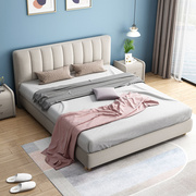 可拆洗棉麻布艺床现代简约双人床1.8米榻榻米床1.5米收纳主卧婚床
