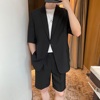 高级感炸街男装夏季韩版小西服套装，ins搭配帅气约会穿搭7分袖外套