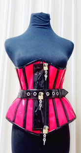 实物拍摄红色漆皮宫廷，束腰哥特式收腹马甲corset钢骨，束身衣瘦身衣