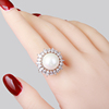 闪亮锆石珍珠食指戒指女时尚夸张大个性装饰指环气质奢华潮人饰品