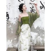 新中式女装中国风，改良汉服套装女夏别致绝美三件套连衣裙日常