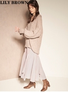 日本LILY BROWN秋冬甜美毛衣拼接雪纺长裙两件套LWFO215063