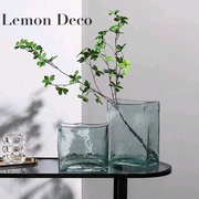 创意加厚气泡玻璃花瓶摆件北欧客厅透明插花瓶餐桌简约花瓶轻奢风
