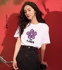 单品danpin夏季女装韩版学生白色纯棉花朵字母常规短袖T恤女