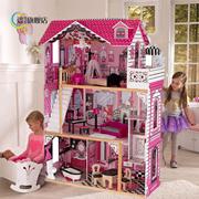 出口木质儿童玩具房子5岁女孩生日礼物过家家娃娃屋大型别墅豪华