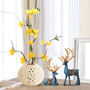 新中式鹿摆件装饰品创意室内花瓶，客厅房间卧室，工艺品乔迁送礼物品
