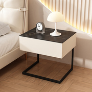 高端时尚简约现代岩板实木皮质床头柜轻奢意式风格卧室小型床边柜