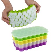 创意蜂巢硅胶冰格模具冰块，盒宝宝辅食盒，冰模冷冻盒家用带盖制冰盒