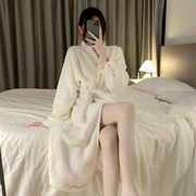 睡袍女款秋冬季珊瑚绒加厚长款高级感性感纯欲冬天法兰绒睡衣浴袍