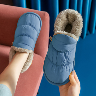 厚底棉拖鞋女士冬季2024包跟室内居家居，保暖加绒棉鞋外穿冬天