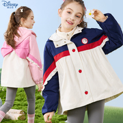 三防迪士尼女童冲锋衣外套，春季公主防风衣三合一摇粒绒童装