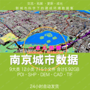 南京市AI解译城市GIS矢量SHP数据CAD建筑路网用地水系绿地区划POI