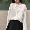 百思朵夏季大尖领衬衫女设计感法式小众白色内搭叠穿衬衣纯棉上衣