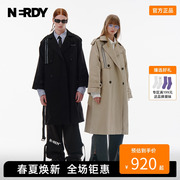 NERDY2023秋季情侣廓形长款风衣宽松休闲过膝外套潮流女时尚