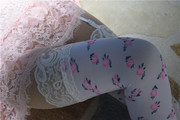 性感白色天鹅绒开裆档提玫瑰花，蕾丝花边吊带高长筒(高长筒，)连裤丝袜子女式