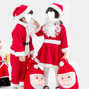 儿童圣诞服装圣诞节演出表演服金丝绒男女孩圣诞老人衣服圣诞老人