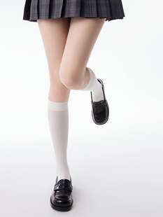 抵达一楼奶白色jk小腿袜超薄透肉天鹅绒日系lolita中筒袜女黑丝夏