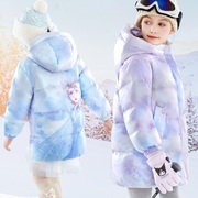 爱沙公主羽绒服冬季儿童中长款elsa外套，保暖外出服冰雪奇缘童装女