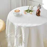 白色高级欧式棉麻桌布，日式ins茶几大圆桌台布，床头柜书桌方桌盖布