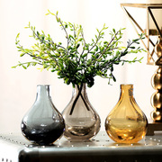 美式彩色透明玻璃花瓶摆件现代简约创意家居装饰品摆设餐桌花器