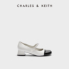 charles&keith23秋季ck1-60580265优雅拼色粗跟玛丽珍鞋女鞋