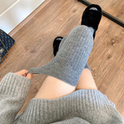 加厚灰色长筒袜女秋冬日系JK大腿袜子保暖含羊毛白色过膝袜高筒袜