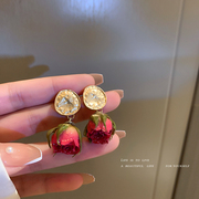 金属玫瑰花朵耳环2021年潮女夏季高级感轻奢，独特耳饰网红耳坠