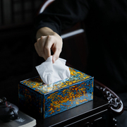 大漆纸巾盒中式复古餐巾纸盒家用客厅茶几桌面高档抽纸盒创意收纳