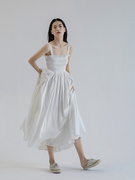 长裙法式大裙摆海边拍照裙子，白色吊带连衣裙，小白裙抹胸仙女纱裙x