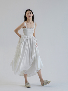长裙法式大裙摆海边拍照裙子白色，吊带连衣裙小白裙抹胸仙女纱裙x
