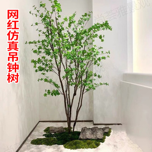 仿真绿植摆件吊钟假树马醉木室内楼梯下直播间橱窗植物落地装饰*