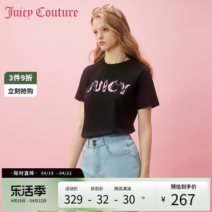 Juicy Couture橘滋2024早春穿搭印花上衣短袖T恤女打底衫内搭