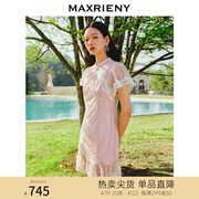 maxrieny新中式宫廷感蕾丝，连衣裙春装设计感改良旗袍裙子
