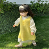 女童连衣裙春装女宝宝宝背心裙，黄色裙子儿童童装洋气时髦套装