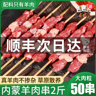 正宗内蒙古羊肉串半成品500g*2新鲜原味纯羊肉烧烤食材